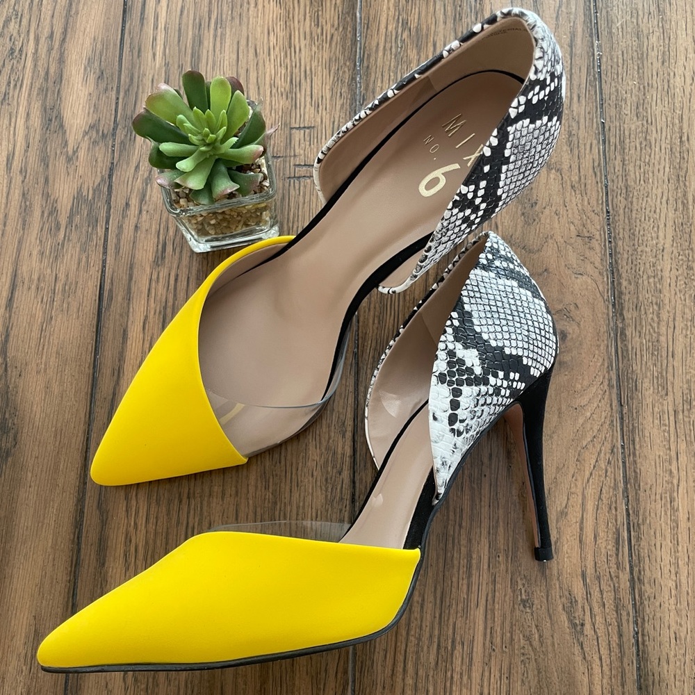 Mix No.6 Size 9 Yellow and Snakeskin Heels